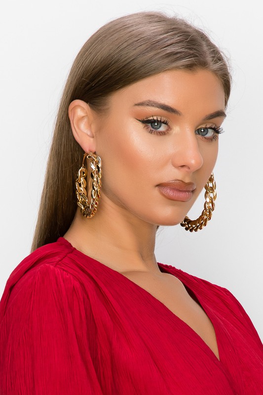 Gold Chain Link Hoop Earrings