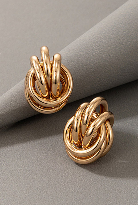 Love Knot Gold Stud Earrings