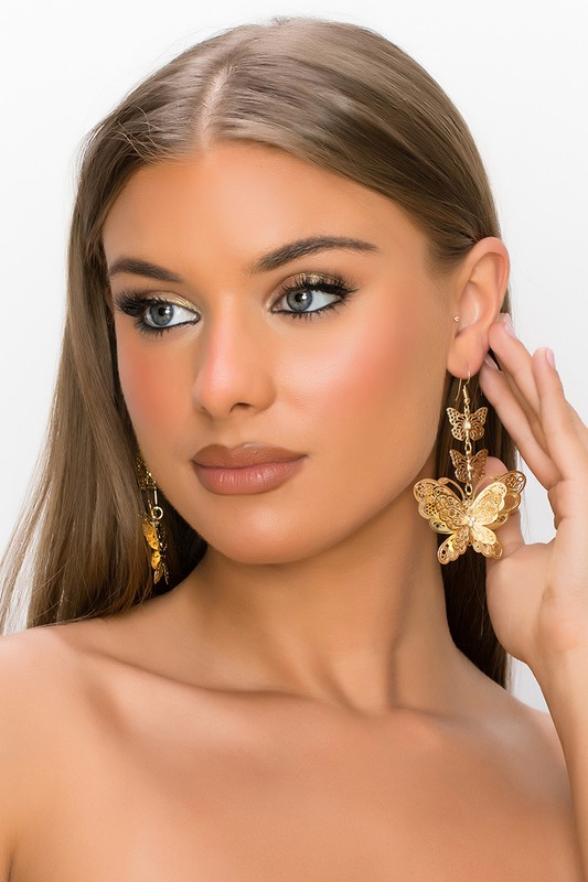 Gold Butterfly Kiss Earrings