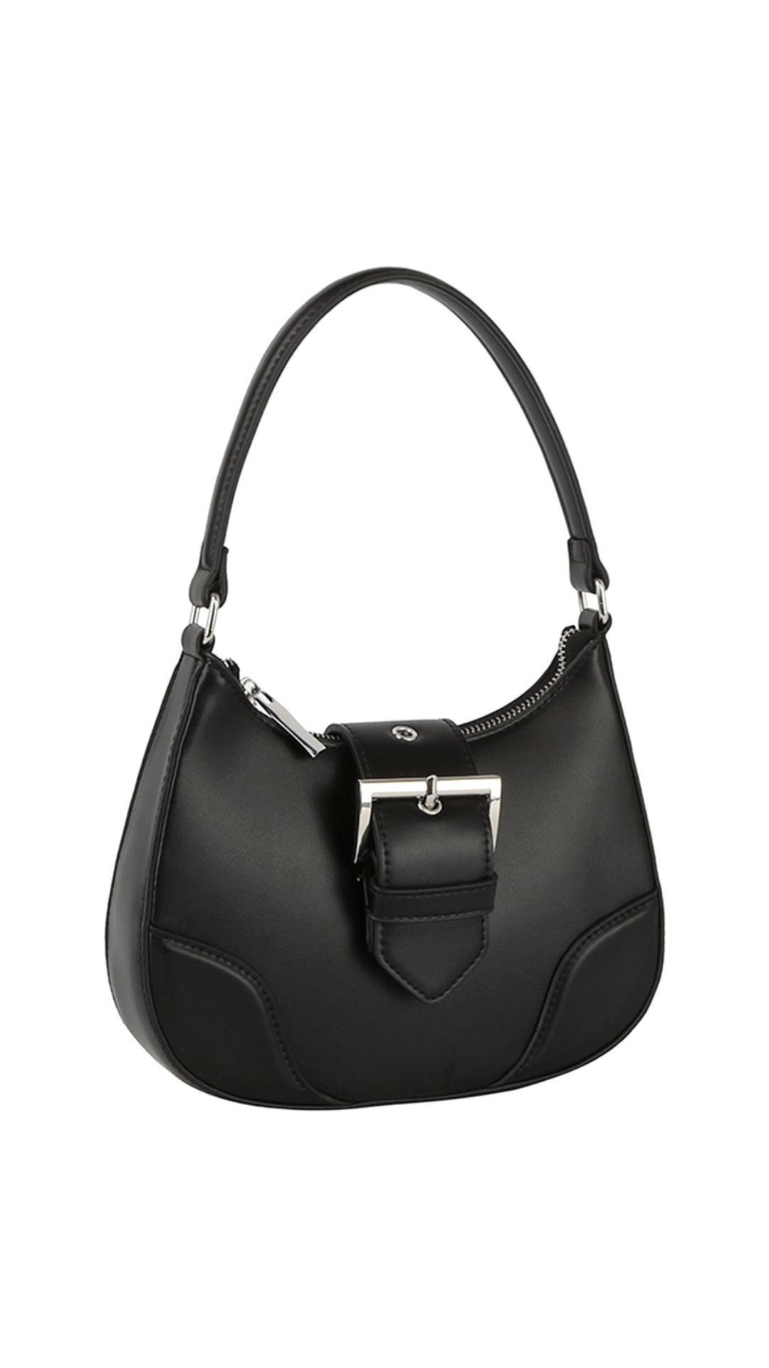 Buckle Shoulder Handbag (Black)