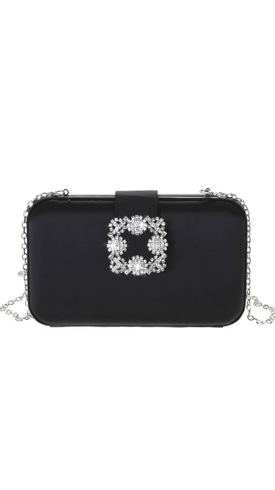 Crystal Silk Clutch (Black)