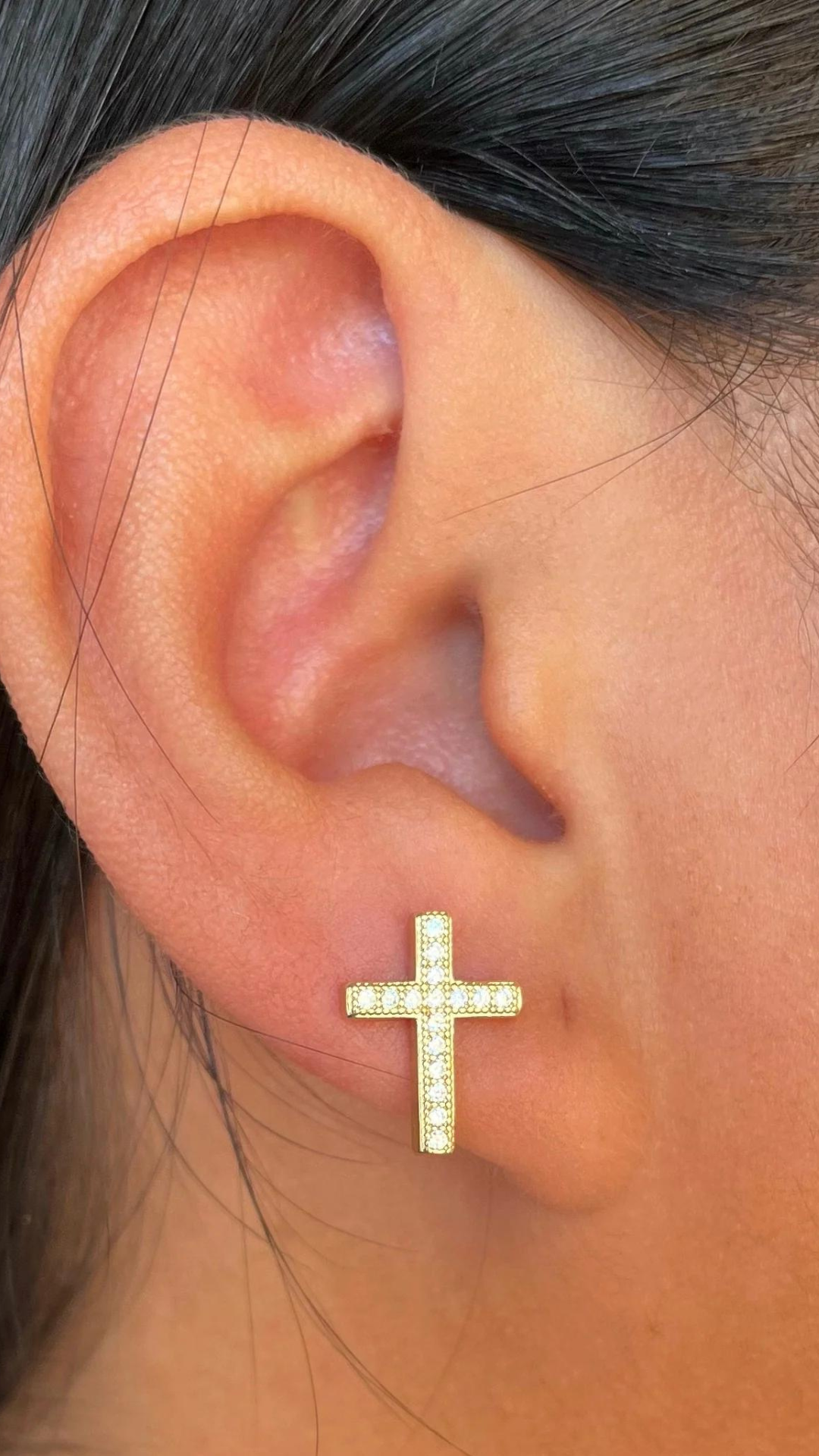 18K Gold Vermeil Cross Earrings